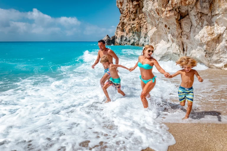 A family at a beach